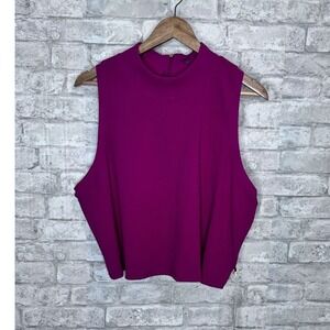 New Athleta + Alicia Keys Rib Ribbed Crop‎ Tank Top Mock Neck Fuchsia Pink Sz 3X